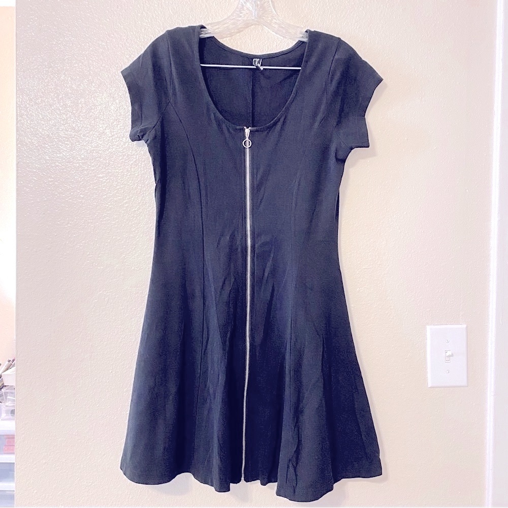 Poof Couture Black front zipper dress - Size Medium
